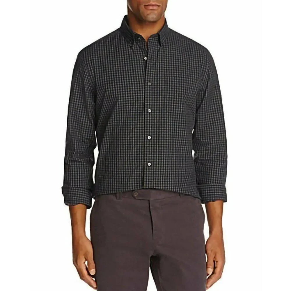 The Men's Store Button Down Shirt Men's 2XL‎ XXL Navy Gray Blue Plaid Collar NEW